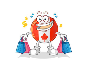 canada flag shoping mascot. cartoon vector