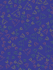 Pattern with colorful Christmas trees on a blue background
