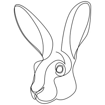 recommend clip art: One line hare design silhouette. Hand drawn minimalism style vector illustration