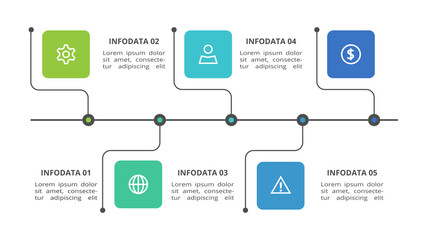 Creative concept for infographic with 5 steps, options, parts or processes. Business data visualization.