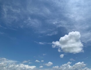 Naklejka na ściany i meble set of white clouds in the blue sky background
