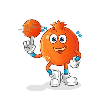 pomegranate playing basket ball mascot. cartoon vector