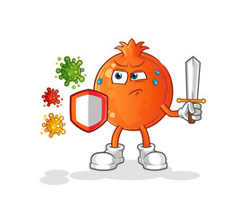 pomegranate against viruses cartoon. cartoon mascot vector
