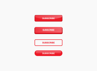 Obraz premium Red subscribe button set. Online content.