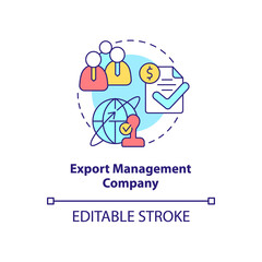 Export management company concept icon. Outsourcing firm. Types of business abstract idea thin line illustration. Isolated outline drawing. Editable stroke. Arial, Myriad Pro-Bold fonts used