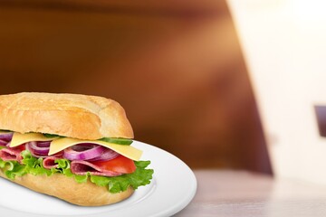 Cheddar Cheese bread sandwich on a wood table