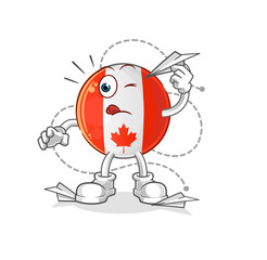 canada flag with paper plane character. cartoon mascot vector