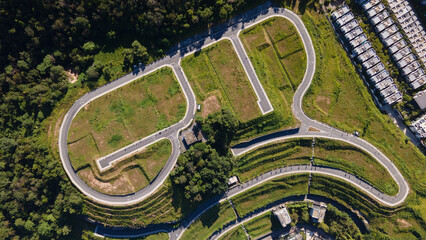 Aerial view of a luxury land acquisition lot, vacant lot or land portion of a real estate on top of hill
