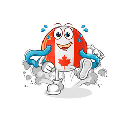 canada flag runner character. cartoon mascot vector