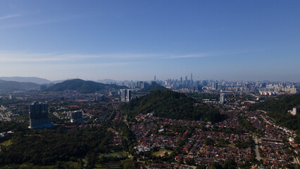 Panorama aerial view of Kuala Lumpur City Centre from east