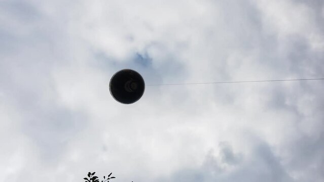 View from below: hot air balloon in skies
