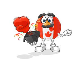 canada flag prank glove in the box. cartoon mascot