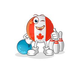 canada flag play bowling illustration. character vector