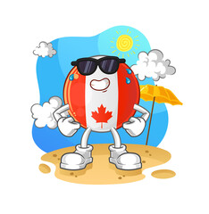 canada flag sunbathing in summer. character vector