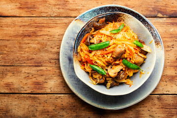 Appetizing stewed cabbage.