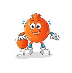 pomegranate dribble basketball character. cartoon mascot vector