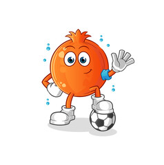 pomegranate playing soccer illustration. character vector