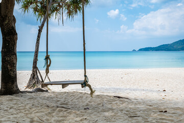 Patong Beach in Phuket Island, the most popular beach in the resort town of Phuket island, Thailand.  Patong beach landscape for vacation, holiday, travel 