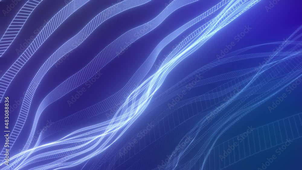 Poster 4k abstract animated background.animation of abstract wireframe waves. 3d render