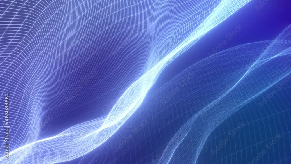 Poster 4k abstract animated background.animation of abstract wireframe waves. 3d render