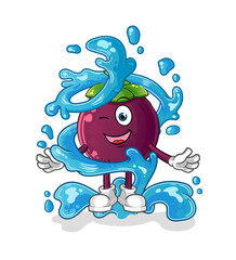 mangosteen fresh with water mascot. cartoon vector