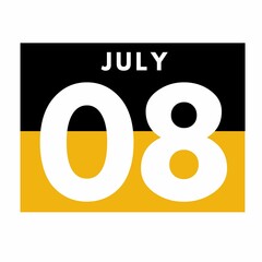 July 8 . Flat daily calendar icon .date ,day, month .calendar for the month of July