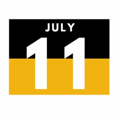 July 11 . Flat daily calendar icon .date ,day, month .calendar for the month of July