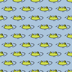 Baby cute frogs in the water. Vector seamless pattern. Rain, water, anti-leakage for children, for printing and children's games in the water