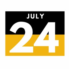 July 24 . Flat daily calendar icon .date ,day, month .calendar for the month of July