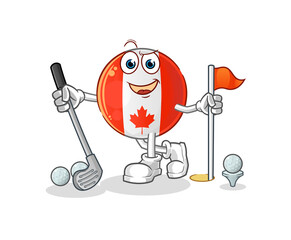 canada flag playing golf vector. cartoon character