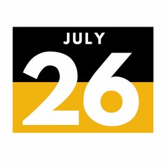 July 26 . Flat daily calendar icon .date ,day, month .calendar for the month of July