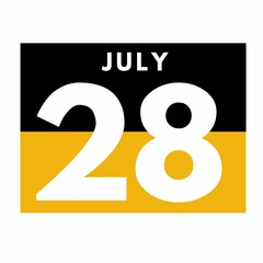 July 28 . Flat daily calendar icon .date ,day, month .calendar for the month of July