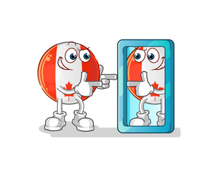 canada flag looking into mirror cartoon. cartoon mascot vector