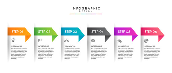Steps business timeline process infographic template design with icons