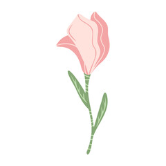Hand drawn flower, floral element isolated on a white background. Doodle, illustration in a simple flat style. It can be used for decoration of textile, paper and other surfaces.