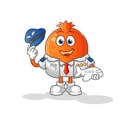 pomegranate pilot mascot. cartoon vector
