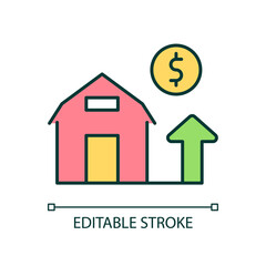 Agribusiness economic growth RGB color icon. Profitable rural business. Financial progress. Isolated vector illustration. Simple filled line drawing. Editable stroke. Arial font used