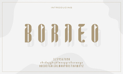 Elegant Display Alphabet and Number. Modern yet Classic Lettering Typography. Decorative Serif Fonts in Semi Vintage Style. For Wedding and Other Business Concept. Vector Illustration Template EPS10 - obrazy, fototapety, plakaty