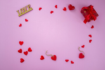 layout on pink background valentine's day. Airplane travel