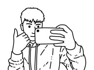 black and white of man cartoon for coloring