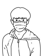 black and white of man cartoon for coloring