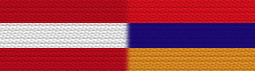 Armenia and Austria Fabric Texture Flag – 3D Illustration