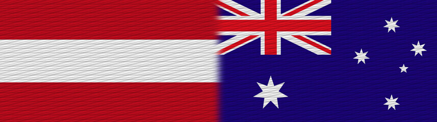 Australia and Austria Fabric Texture Flag – 3D Illustration