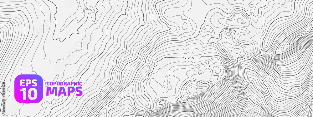 Fototapete the black on white contours vector topography stylized height of the lines. the concept of a conditi