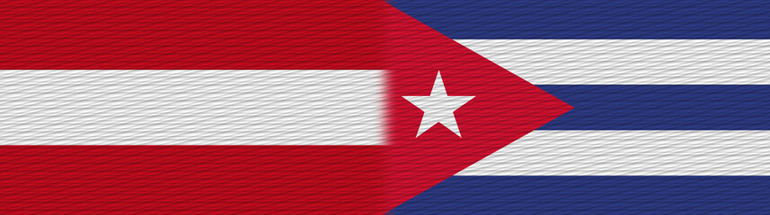 Cuba and Austria Fabric Texture Flag – 3D Illustration