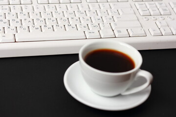 cup of coffee on laptop