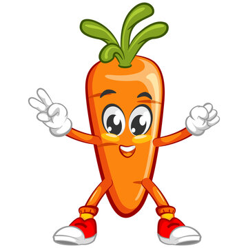 vector illustration of a cute and happy carrot character mascot