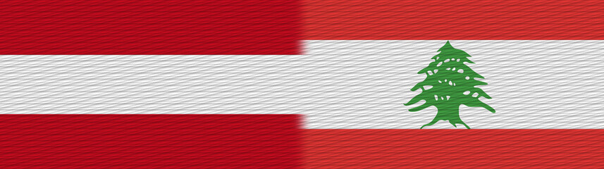 Naklejka na ściany i meble Lebanon and Austria Fabric Texture Flag – 3D Illustration