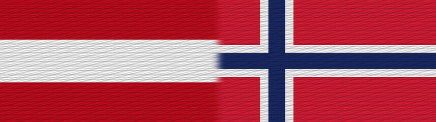 Norway and Austria Fabric Texture Flag – 3D Illustration
