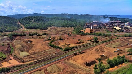 Naklejka premium Stockplie ore area to be processed in nickel smelters